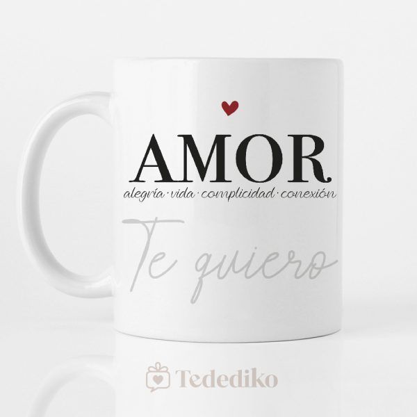 Taza para enamorados con frase de amor