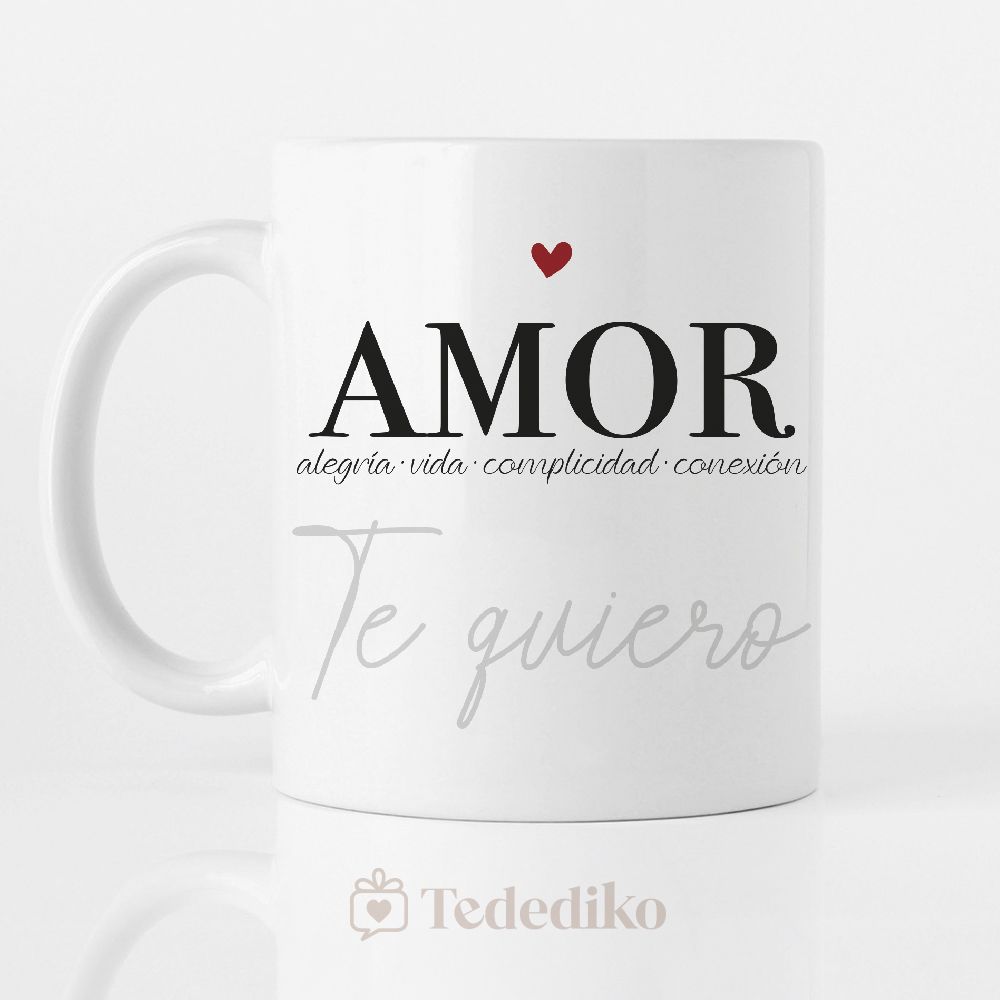 Taza para enamorados con frase de amor